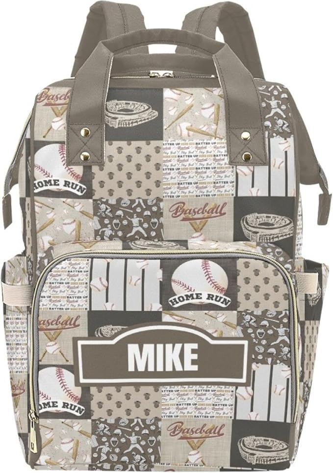 Personalized Baseball Diaper Bag with Name – Custom Baby Bag, Nursing Tote Backpack for Mom, Custom Name Mommy Daypack, Shower Gift for Baby