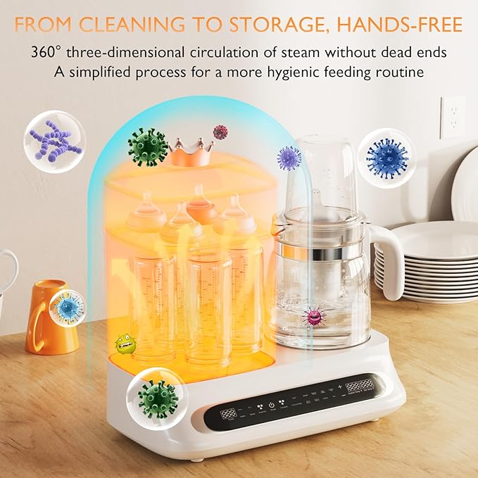 Baby Bottle Warmer & Steamer, 44oz Formula Kettle with Drying & Steam, Multi-Function Bottle Warmer for Breastmilk, Food & Baby Essentials