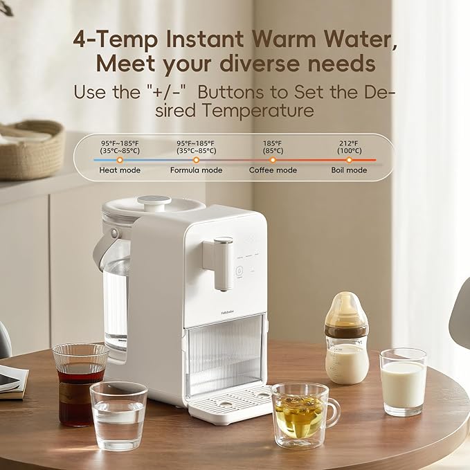 Instant Hot Water Dispenser, Water Warmer for Baby Formula, Tea, Coffee, Precise Volume & Temperature Smart for All Bottles with Night Light, 3L Large Glass Water Tank(102oz), 7x24H Keep Warm