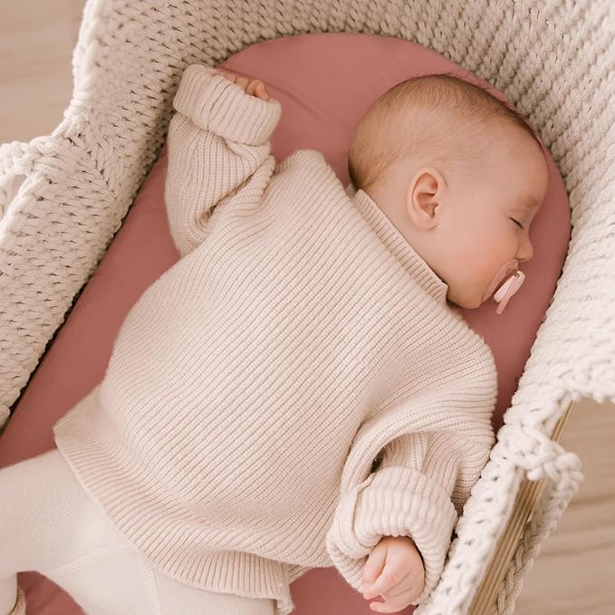 Yoofoss Bassinet Sheets for Baby,3-Pack Fitted Bassinet Sheets Set Compatible with Halo Bassinest Swivel Sleeper,Baby Delight,Angelbliss,Soft Breathable Bassinet Mattress Sheets(Pink+Butterflies)