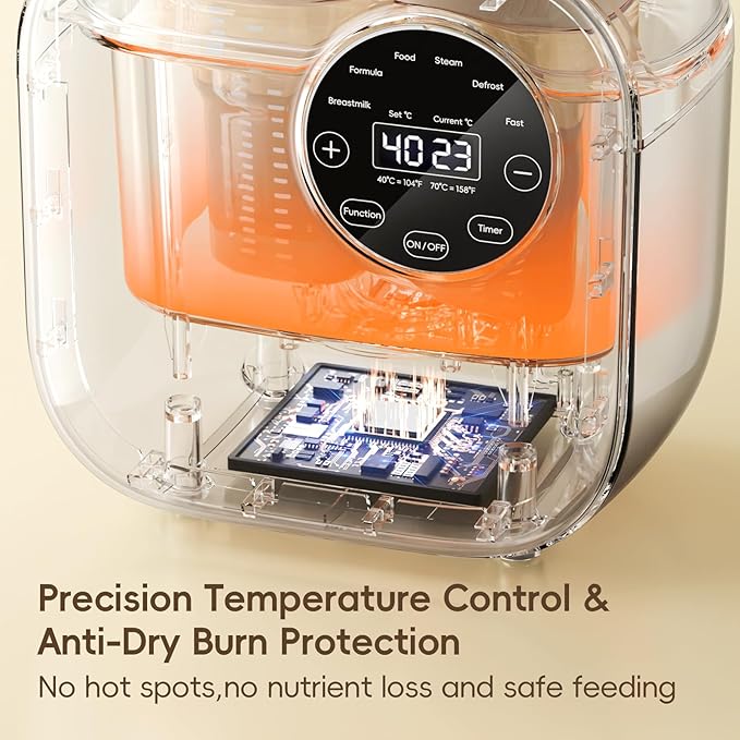 Baby Bottle Warmer, Felizbebe 10-in-1 Double Bottle Warmer for Breastmilk or Formula, Accurate Temperature Control, Timer, Sterili-zing, Defrost, Heat Food, Keep Warm, Breast Milk Warmer for Baby