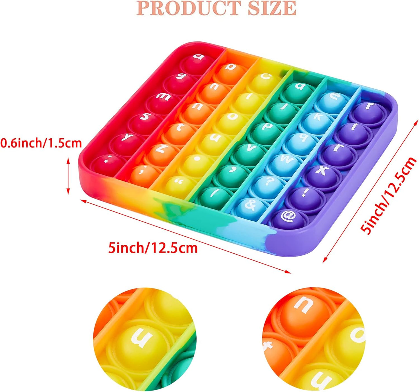 Alphabet Pop Fidget Toys Square ABC Letters Pop Bubble Toy Silicone Sensory Lowercase Uppercase Number Pop for Toddlers & Schools (Uppercase+Number, 5x5inch)