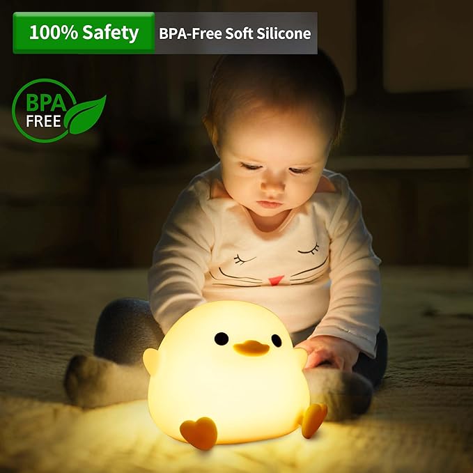 Dodo Duck Night Light, Cute Silicone Squishy LED Duck Lamp, Dimmable Nursery Nightlight, Rechargeable Bedside Table Lamp with Touch Sensor, Gifts for Bedrooms,Living Room,Breastfeeding