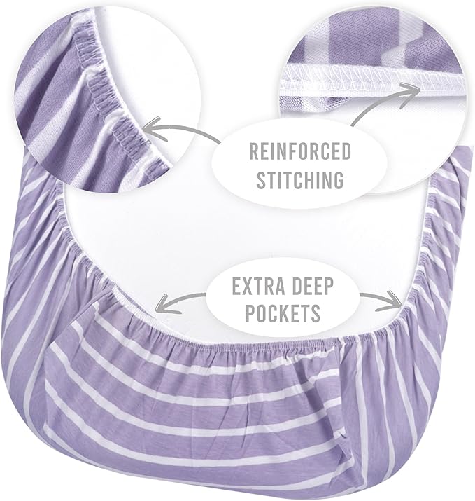 5 Pack Organic Bedside Bassinet Sheets Compatible with Mika Micky, Baby Delight, Dream On Me, AMKE and Other Bassinet Mattress Pads Size Between 17-21 in Width, 29-33 in Length, and 1.5-4 in Thick