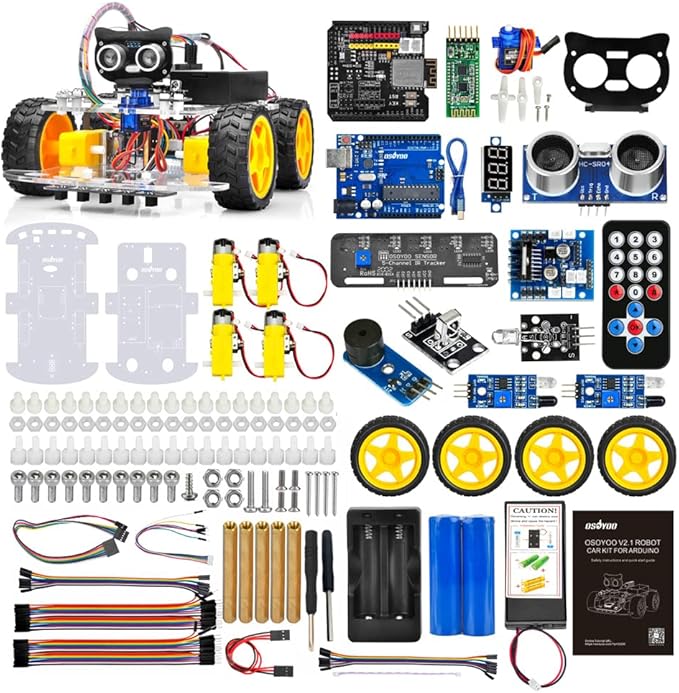 OSOYOO Robot Car Starter Kit for R3 | STEM Remote Controlled Educational Motorized Robotics for Building Programming Learning How to Code | IOT Mechanical DIY Coding for Teens Adults