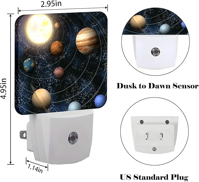 Solar System Planets Night Light,Plug-in Nightlights Auto Sensor Night Lamp Dusk-to-Dawn Lamp Home Decor for Nursery Children Girls Boys