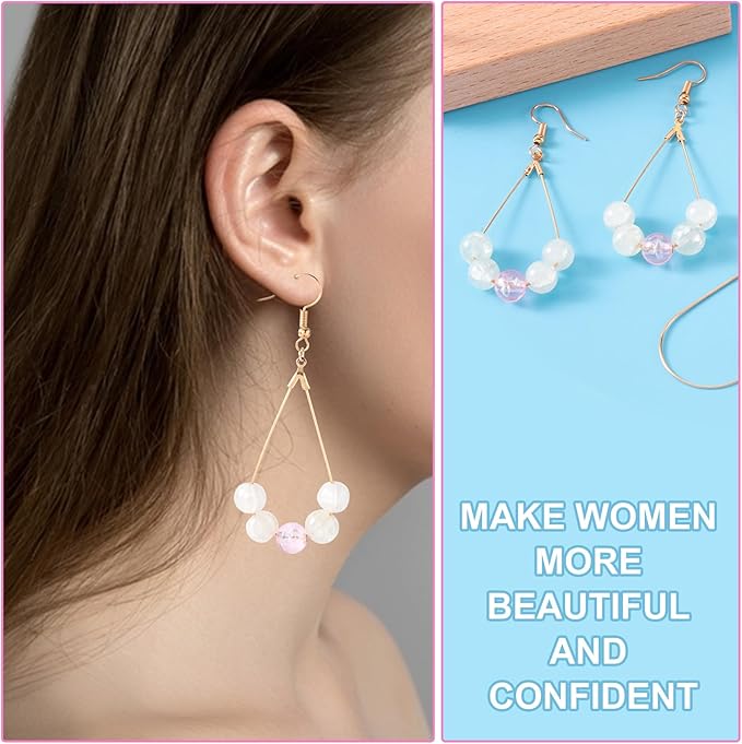 Pndeyo 700pcs Hypoallergenic Hoop Earrings Making Kit, Mix Size Earring Beading Hooks for Women, Spring Earring Wire Hooks Pads Accessories for DIY Jewelry Making- Gold