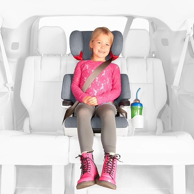 Clek Oobr High Back Booster Seat with Adjustable Headrest, Reclining Design, Latch System, and Retardant-Free Fabric (Railroad Ziip)