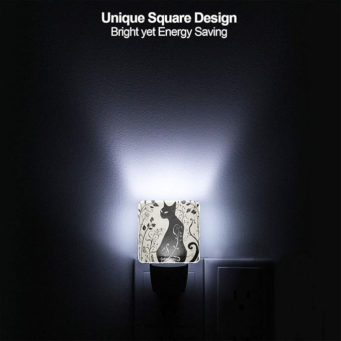 Led Night Light, Black Cat Decorative Plug in Nightlights,with Smart Auto Dusk to Dawn Night Light for Bedroom, Kitchen, Nursery, Bathroom