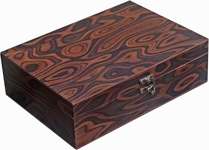 Handmade Walnut Burl Texture Keepsake Box: Elegant Decorative Storage Gift Wooden Box for Weddings, Engagements, Anniversaries, & Christmas Presents (25 * 18cm)