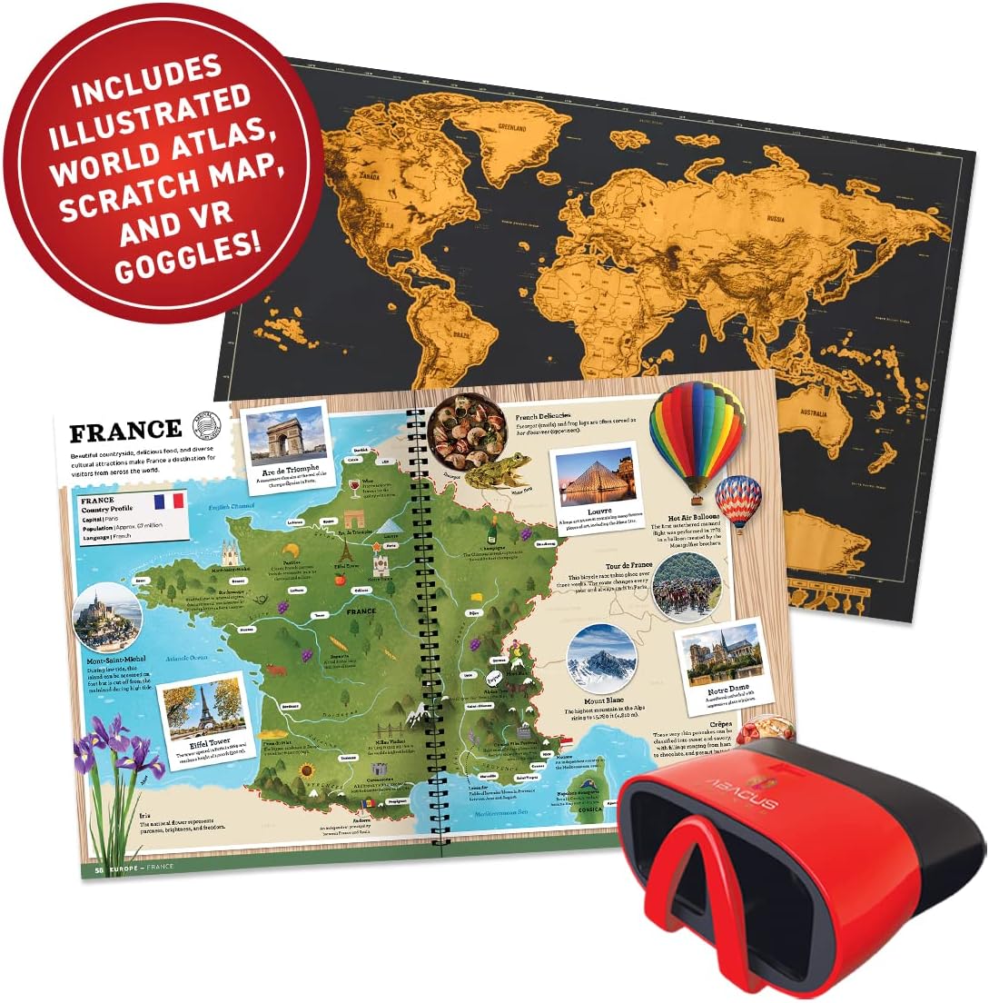 Virtual Reality World Atlas Gift Box - Illustrated Interactive VR Atlas and STEM Learning Activity Set - for Ages 8 and Up