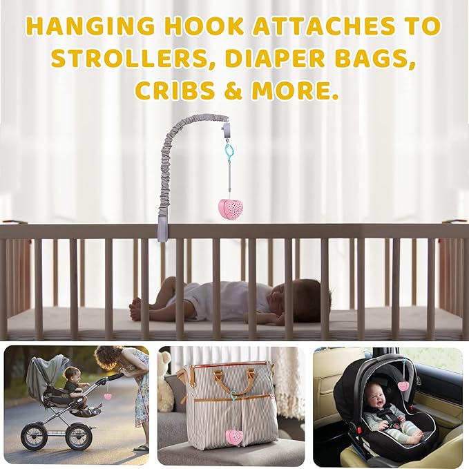 A13 White Noise Machine & Baby Sleep Soother with 15 Soothing Sounds & Projector LED Star Night Light, Cry Sensor, Rechargeable Lithium Battery, Portable for Baby Gifts, Children, Toddlers (Pink)