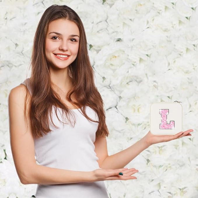 Travel Accessory Case - Personalized Jewelry Organizer for Women, Cute Travel Jewelry Organizer for Storage, Birthday Gift for Her & Girls | Cream, L