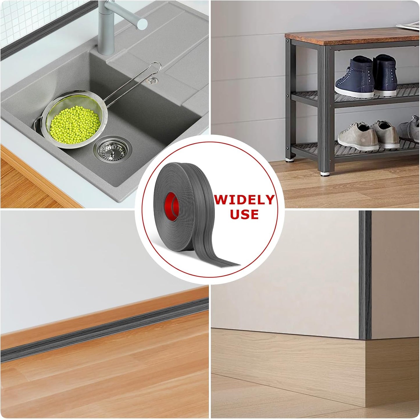 Flexible Wall Corner Protector Moulding Trim Peel and Stick Wall Corner Guards Edge Protector Self Adhesive Molding Trim Strip for Edge Ceiling (Deep Gray Wood Grain, 0.8 in x 40 Ft)