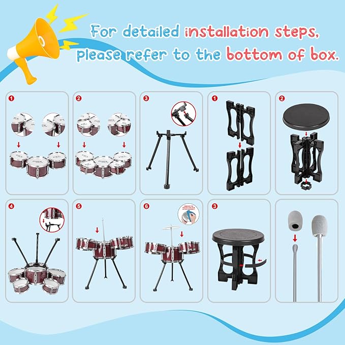 Upgraded Kids Drum Set, 5 Piece Toy Set for Toddlers1-3 3-5 Band Rock Jazz Drum Musical Instrument Toys for Boys Girls Christmas Birthday Gifts