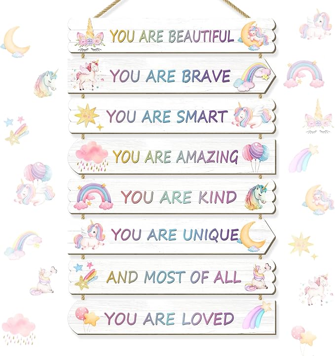 Unicorn Room Decorations For Girls, Kids Room Decor, Inspirational Wall Deco, Little Kids Bedroom Decor,Bedroom Deco For Teen Girls,Nursery Wall Decorations(Unicorn)