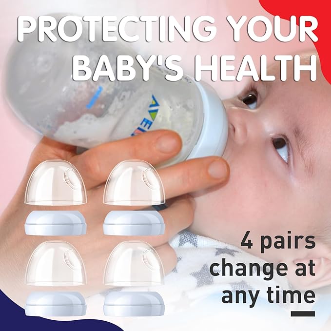Philips Avent Baby Bottle Caps and Collar Accessories - Dome Caps, Nipple Rings for Natural Bottles - 4-Pack Replacement Kit