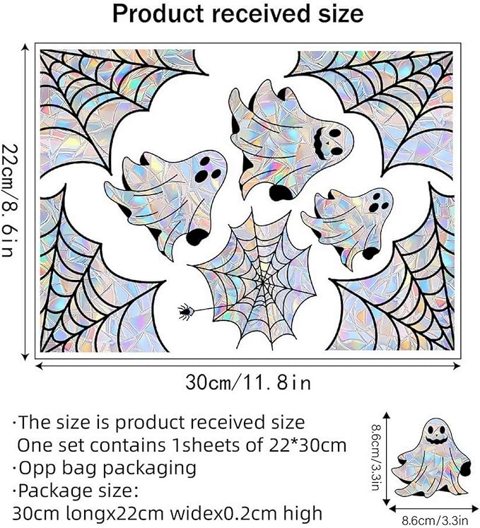 Halloween Window Clings for Glass Fall Static Cling Window Decals 9PCS Cute Ghost Pumpkin Mummy Spider Autumn Reusable Window Stickers Home School Office Decorations