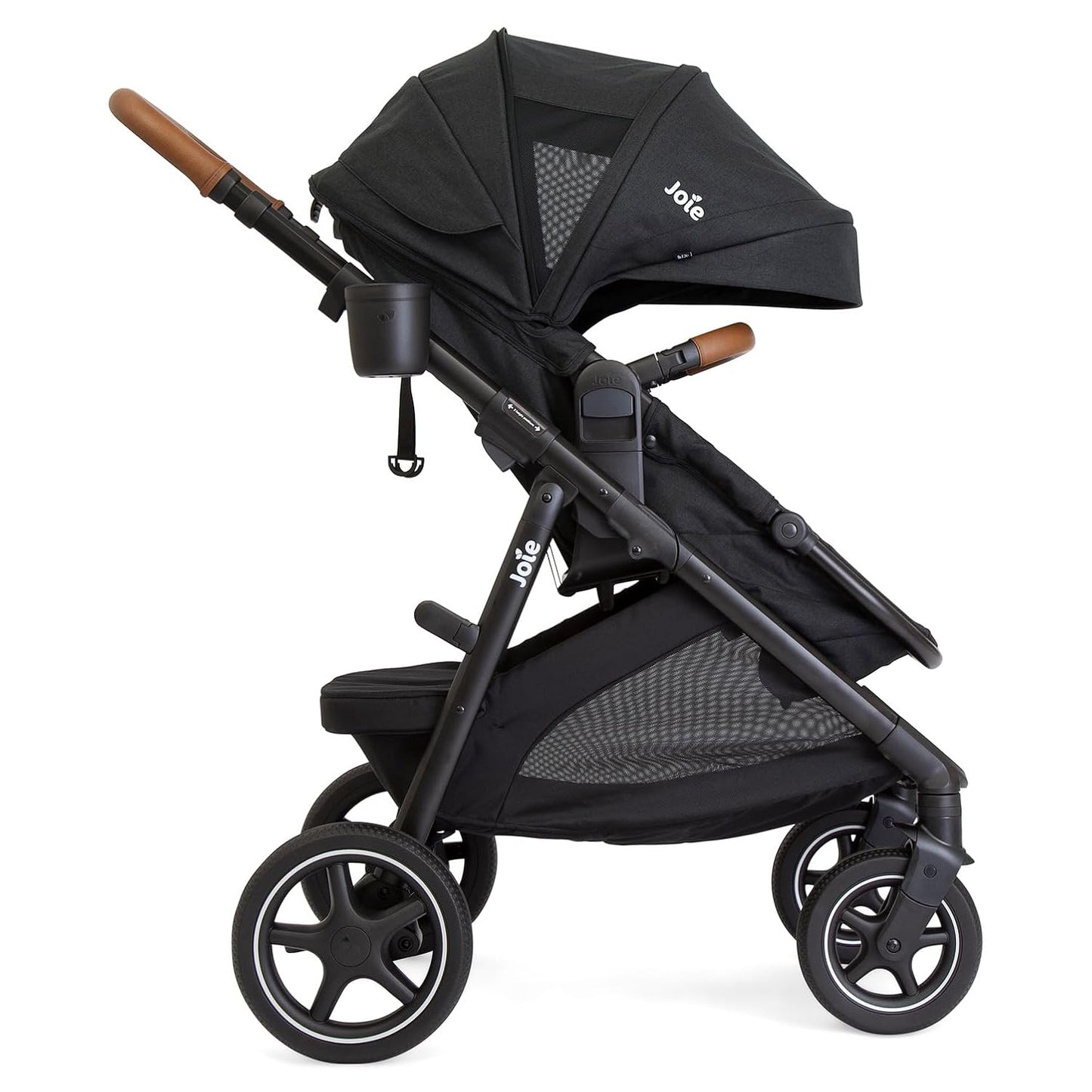 Joie Ginger lx 4-in-1 One-Hand Pramette Stroller - Easy Convertible Pramette and Stroller with a One-Hand Pramette Conversion, for Newborns to Toddlers (Shale)