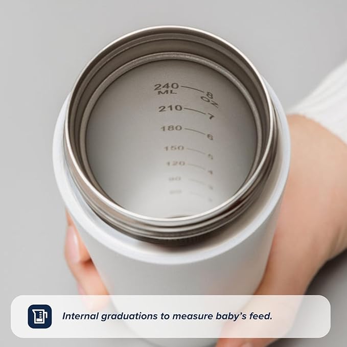 Nuby RapidCool Portable Baby Bottle Maker - with Milk Powder Dispenser and Digital Lid - Ideal for Travel Bottles and Night Feeds - Stainless Steel