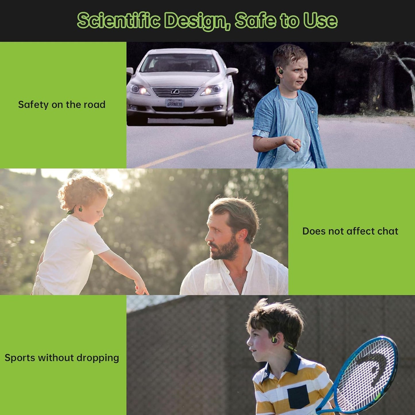 IFECCO Kids Wireless Earbuds - Kids Bluetooth Open Ear Headphones with Mic,Ultra-Light,IPX5 Waterproof and Safer for Children Wireless Headphones,Perfect for School Travel Gifts