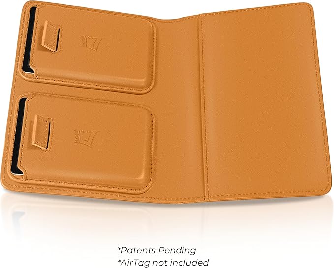 Kings Loot Passport Holder Wallet | RFID Protected Leather Travel Wallet with Built-in Trackable Holder | Holds 1-6 Cards & Passport | Slim & Stylish Wallets (Cognac)