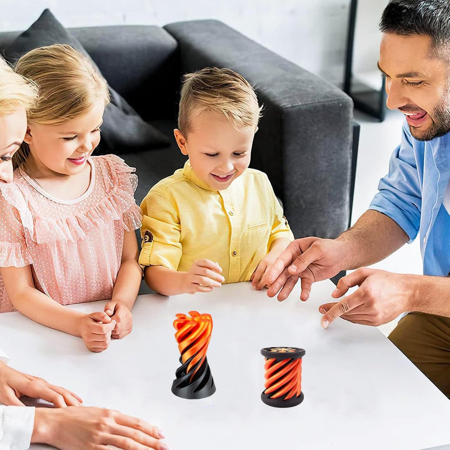 Impossible Cone,Pyramid Passthrough Toy,Spiral Cone Fidget Toy 3D Printed Spiral,Vortex Thread Illusion,Mini Cones and Cylindrical Pass Through Fidget Toy for Stress and Anxiety Relaxing（2Pcs）