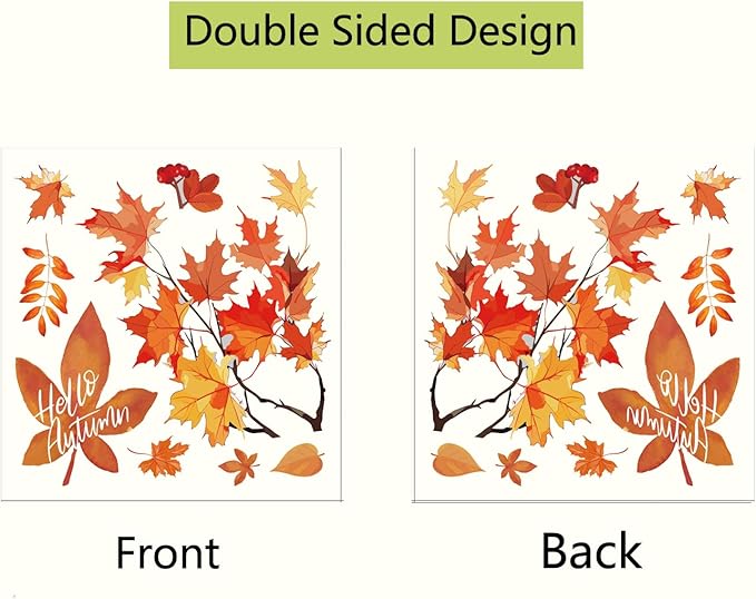 Autumn Pumpkin Window Stickers, Autumn Maple Leaf Decoration Stickers, Thanksgiving Harvest Window Stickers, Double-Sided Printing Suitable for Holiday Decoration