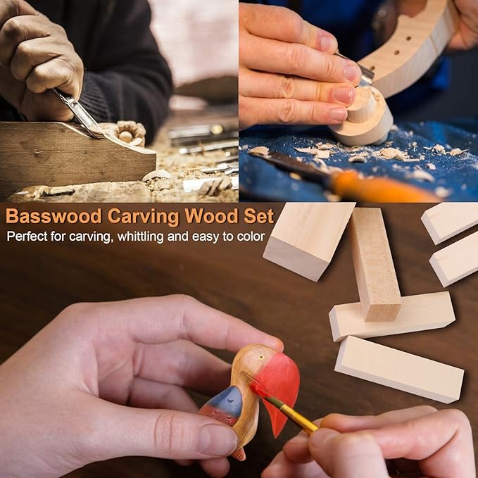 15Pcs Basswood Carving Blocks, Whittling Blocks for Craft, Carving Wood for Beginner to Expert