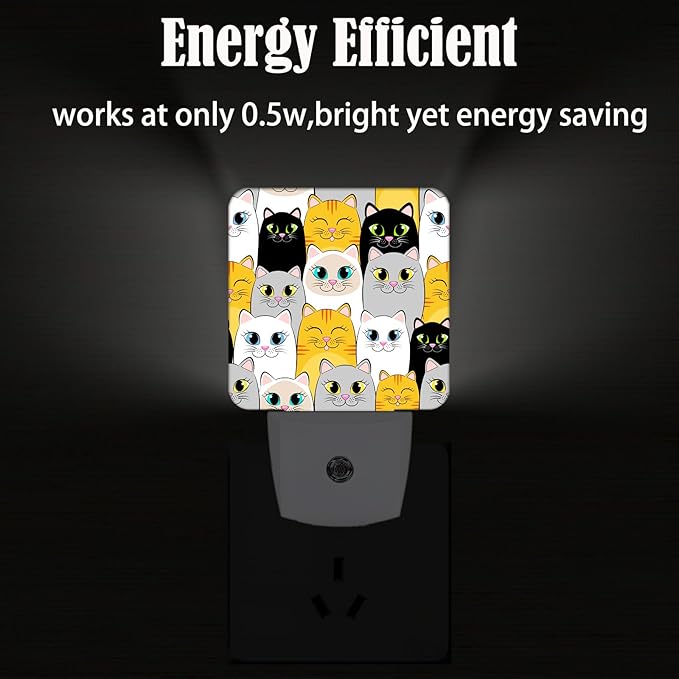 Cats Night Light,Plug Into Wall Decor for Stairway,Hallway,Kitchen,Dusk to Dawn Sensor Nightlights for Boys/Girls/Women/Men Room Gifts