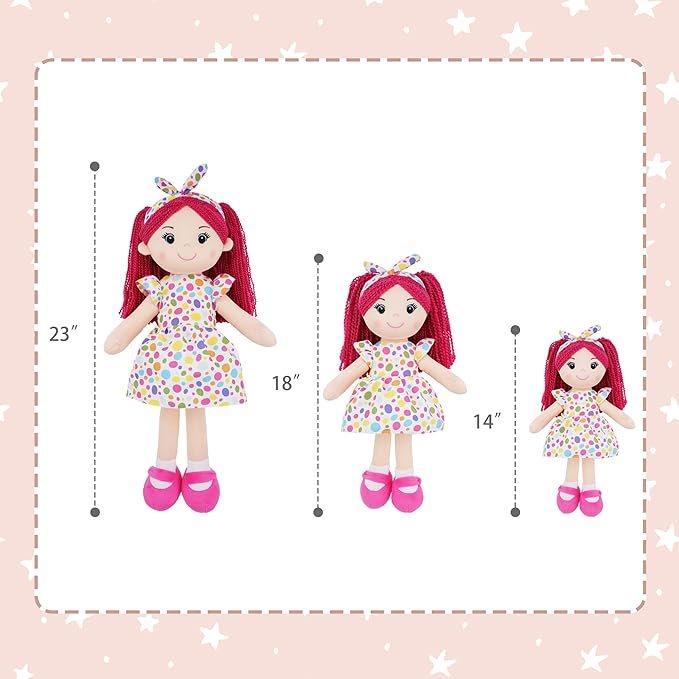 June Garden 23" Snuggle Cuties Sophie - Soft Cuddly Plush Doll Gift for Girls - Huggable Rag Doll - Pink XL