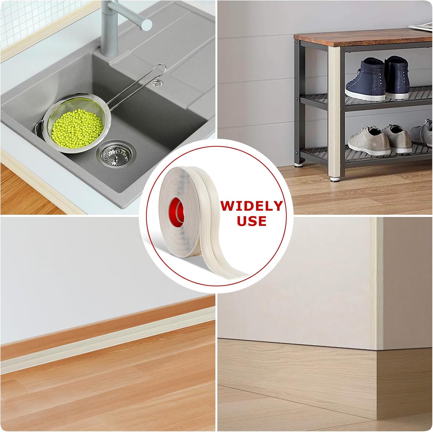 Flexible Wall Corner Protector Moulding Trim Peel and Stick Wall Corner Guards Edge Protector Self Adhesive Molding Trim Strip for Edge Ceiling (Beige Wood Grain, 1.6 in x 10 Ft)