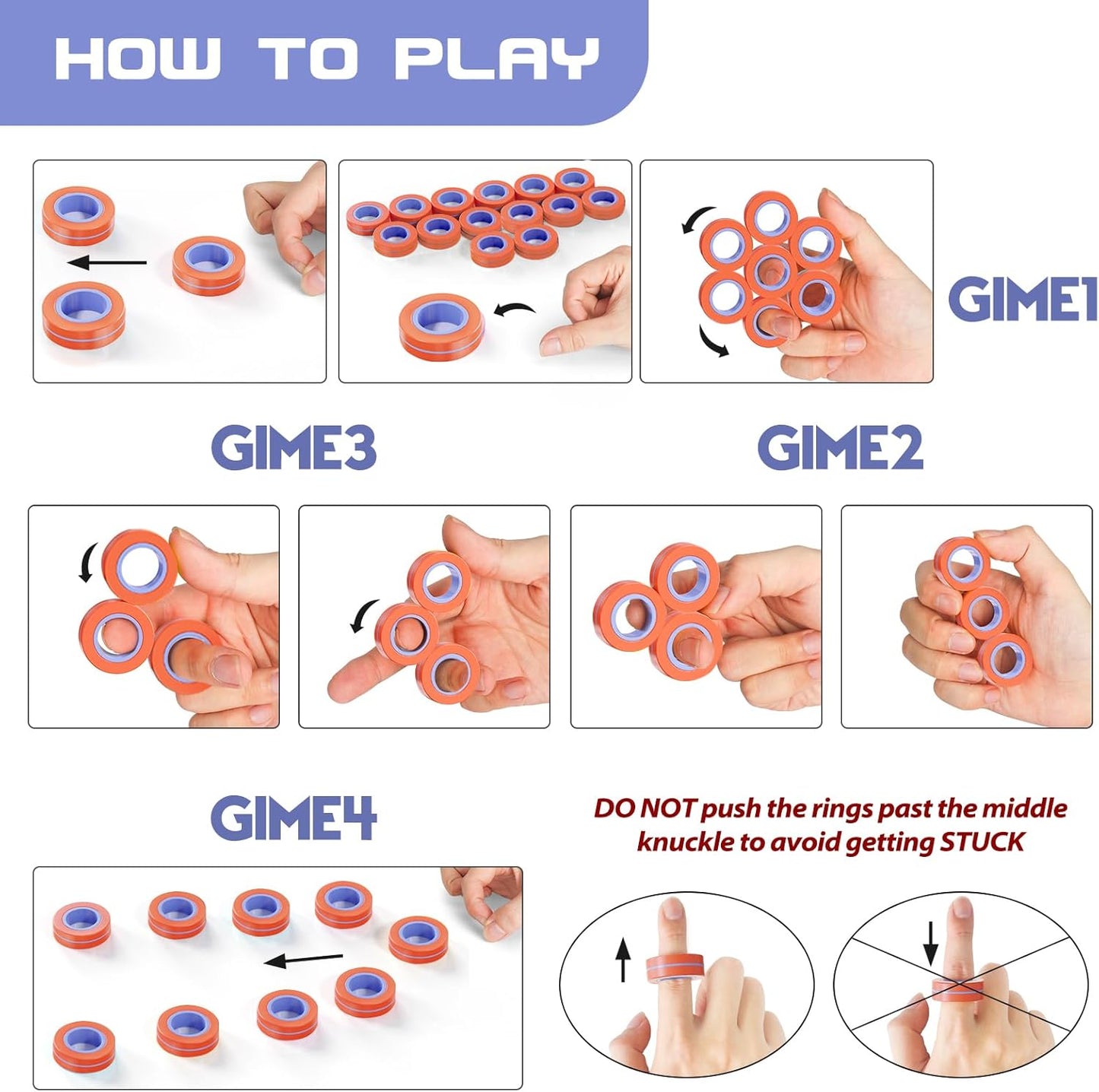 Magnetic Rings Fidget Toy for Adult, Idea ADHD Anxiety Magnetic Fidget Toys Set Fidget Spinner Rings for Relief, Gifts for 8 9 10 11 12 13+ Year Old Boy Girl Teen