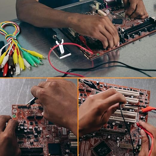 10PCS Premium Alligator Clips Electrical, 5 Colors Test Leads with Testing Probes, Crocodile Jumper Wires Cable with Alligator Clips for Electrical Testing, Circuit Connection, Electronic Experiments