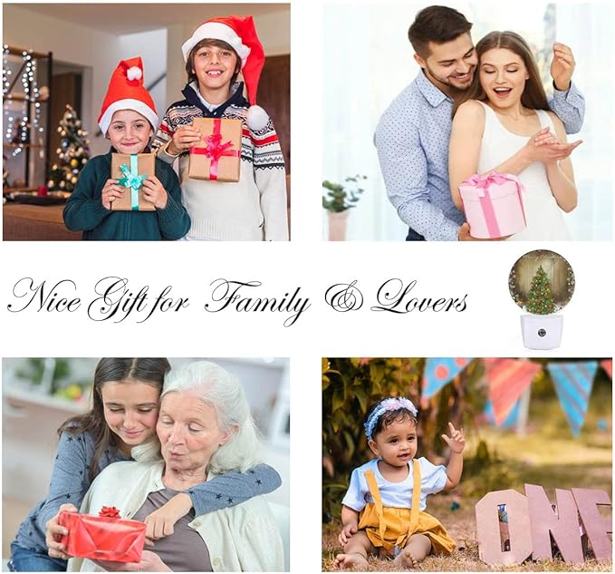 EKOBLA Winter Green Christmas Tree Night Lights Plug into Wall Holiday Presents Gift Boxes Snowflakes Plug-in Nightlights Auto Sensor LED Dusk to Dawn Light for Boys Girls Men Women