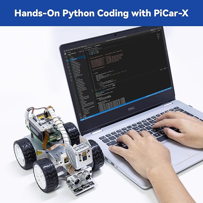 SunFounder Picar-X AI Video Robot Car Kit for Raspberry Pi 5/4/3B+/Zero 2w, LLMs ChatGPT-4o/Gemini/Grok, Voice&Video Recognition, Python, Scratch, Camera, Batterry (RPI NOT Included)
