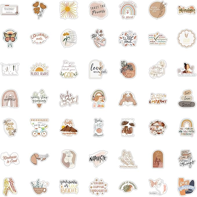 100PCS Boho Inspirational Stickers, Vintage Motivational Aesthetic Stickers for Women Adults Kids Teen Teachers, Retro Vinyl Waterproof Positive Decals for Laptop Water Bottles Phone Scrapbook
