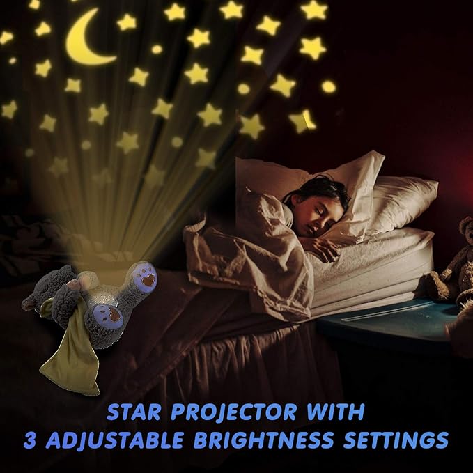 BEREST Baby White Noise Machine Stuffed Animal Toy, Mom's Heartbeat Lullabies Sheep Sleep Soother, Nursery Decor Night Light Projector, Toddler Crib Sleeping Aid, Babies Shower Gifts Portable