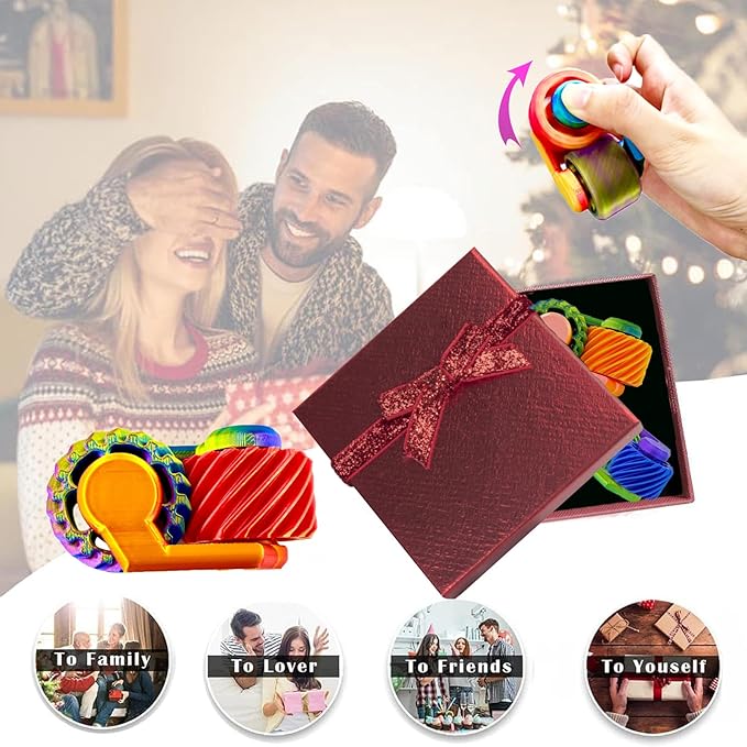 2Pack 3D Printed Spiral Fidget Spinner Toys Gears,Fidget Toys for Kids Adults, Sensory Toy for Anxiety Stress Relief, Novelty Gifts for Friends,Valentine Christmas Classroom Gifts for Kids