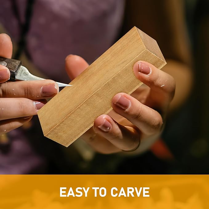 13 Pcs Unfinished Wooden Blocks for Crafts, Basswood Carving Blocks, Basswood for Wood Carving Blocks, Bass Wood for DIY Crafting Whittling for Adults Beginner Experts - 3.9x1x1