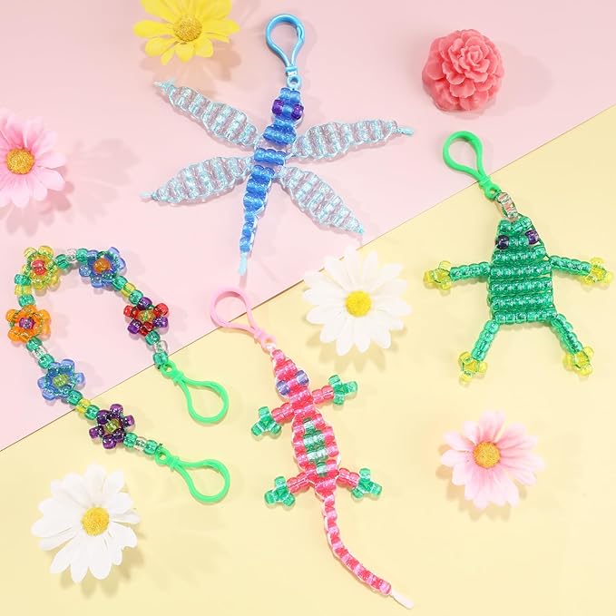 2600+pcs Pony Beads Kit Rainbow Glitter Plastic Beads Multicolor Pony Bead Bulk with Elastic String, Hair Bead for Braids DIY Crafts Jewelry Making Kit for Bracelets Necklaces