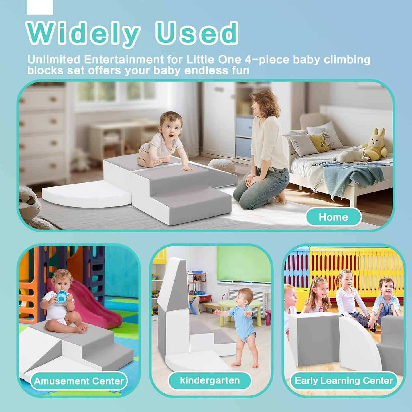 Foam Blocks Climbing for Kids: Toddler Toys for Indoor and Outdoor Fun - Soft PU Leather Play Structure for Crawling and Sliding - Ideal for Playhouse and Play Gym Activities