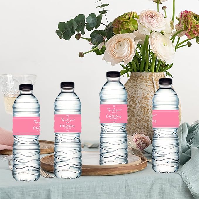 100PCS Wedding Water Bottle Labels Waterproof Greenery Floral Wraps Sticker for Water Bottle Baby Shower Bottle Label for Bridal Shower Party Thanks A17