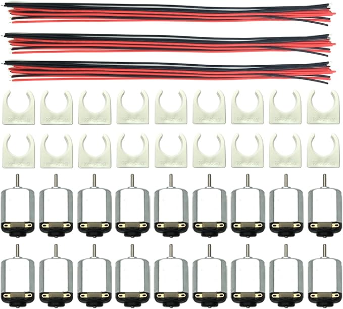 EUDAX 18 Set DC Motors Kit,Mini Electric 1.5-3V 24000RPM Hobby Motor with 252Pcs Plastic Gears,2 x AA Battery Holder ,Wires for STEM DIY Toy