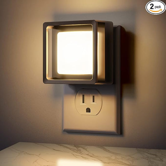 Briignite Night Light, Night Lights Plug into Wall, 2Pack, Dusk to Dawn Sensor Night Light for Kids, Led Nightlight Dimmable Night Lights Soft White 3000K, 1W, Bedroom, Bathroom Stair