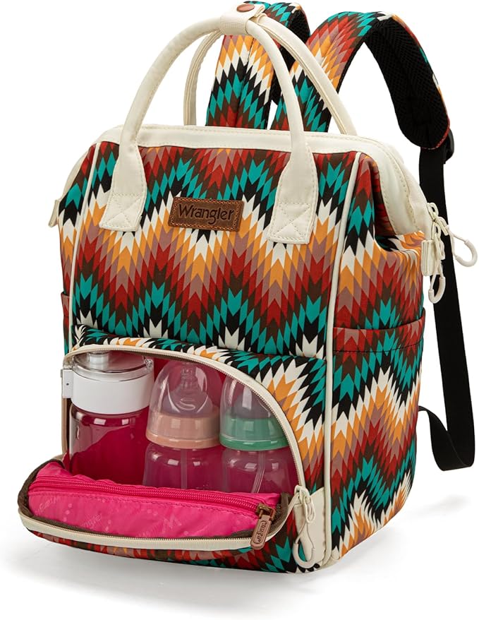 Montana West Wrangler Aztec Callie Diaper Bag Backpack with Stroller Straps Multifunction Baby Travel Bag WG2211-9110TN