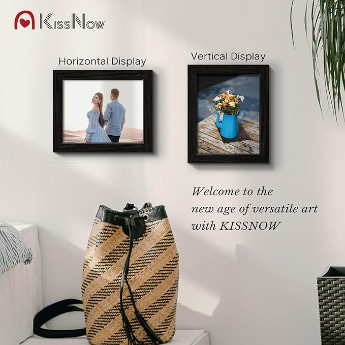 8x10 Picture Frame 2 Pack, Black Solid Wood Gallery Photo Frame, Wall Hanging or Tabletop Display