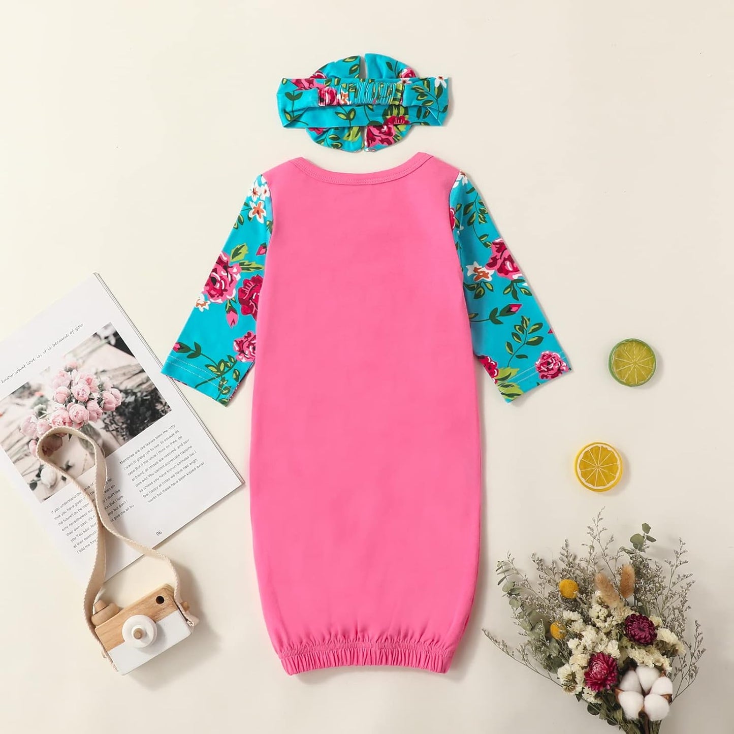 AMAWMW Newborn Baby Girl Little Sister Sleeper Gown Stripe Long Sleeve Nightgown Pajamas Gifts Stuff Essential Outfit