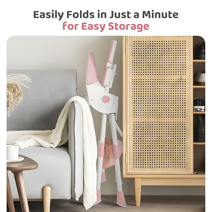 6-in-1 Foldable Baby High Chair for Babies & Toddlers – Adjustable Height & Recline, 5-Point Safety Harness, Removable Tray | Portable Highchair, Space-Saving & Easy Clean | Silla de Comer para Bebé