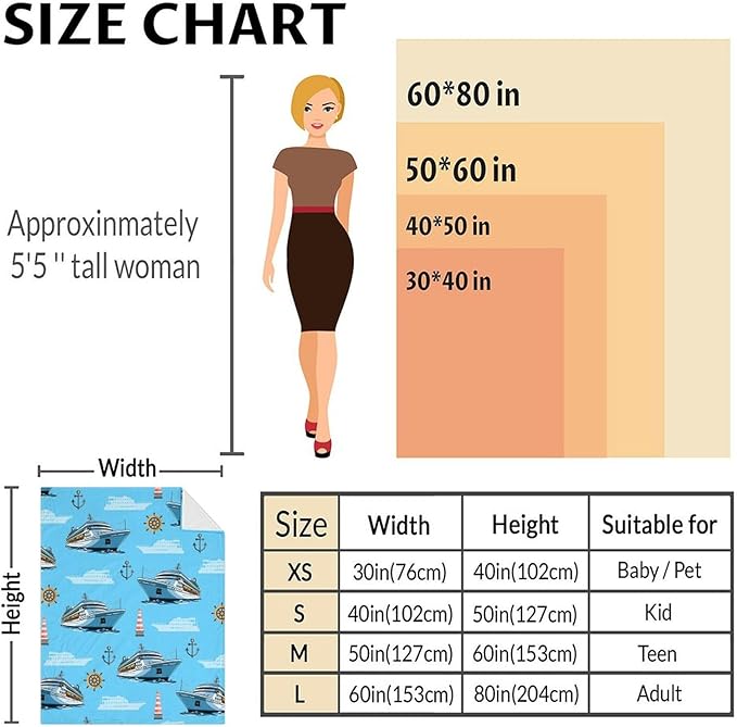 Kids Blanket Ship Throw for Boys Men - 60x80 Inches Lightweight Sofa All Season Throw Blankets for Sofa Couch Bed Office Car